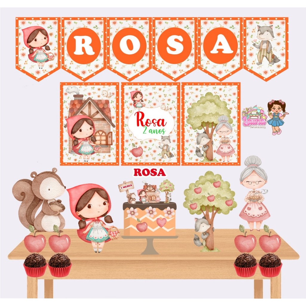 Kit Festa Só Um Bolinho CHAPEUZINHO VERMELHO Decoração de Festa | Aniversário | Festa Infantil | Kit Personalizados
