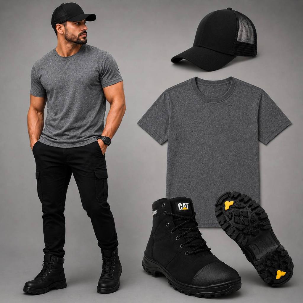 KIT HOMEM Completo | Boné + Camiseta + Bota Adventure Tratorada