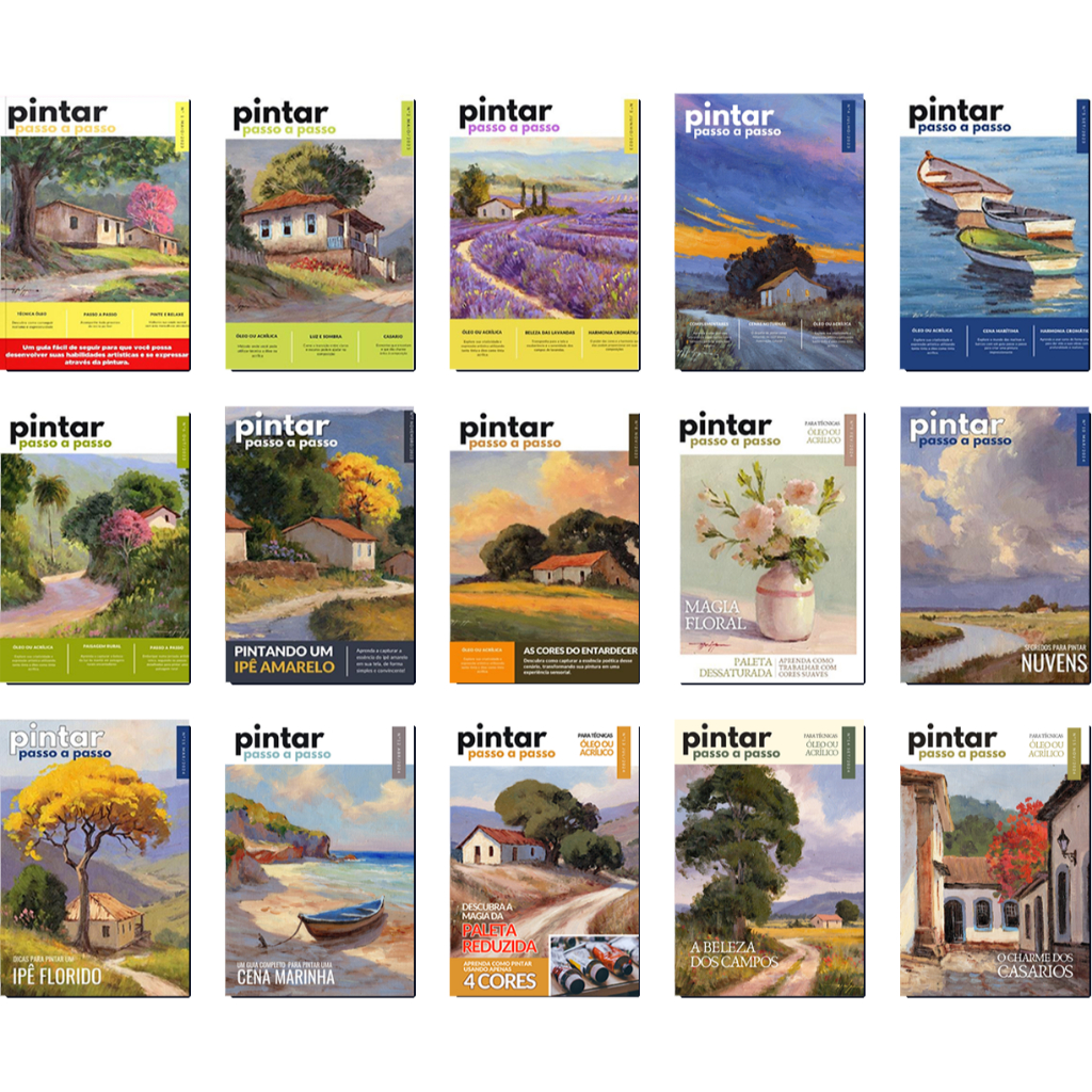 Revista Pintar Passo a Passo | Aula de Pintura em Tela Óleo e Acrílica | Edição Impressa | Paisagens Passo a Passo