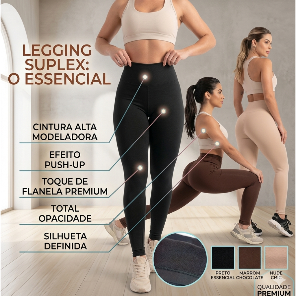 Legging Flanelada Grossa Calça Leg Legging Peluciada  Calça Térmica Costura Reforçada