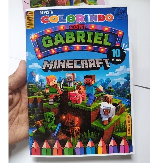 Livrinho de colorir Minecraft personalizado - Lembrancinha de Aniversário - Qualquer tema
