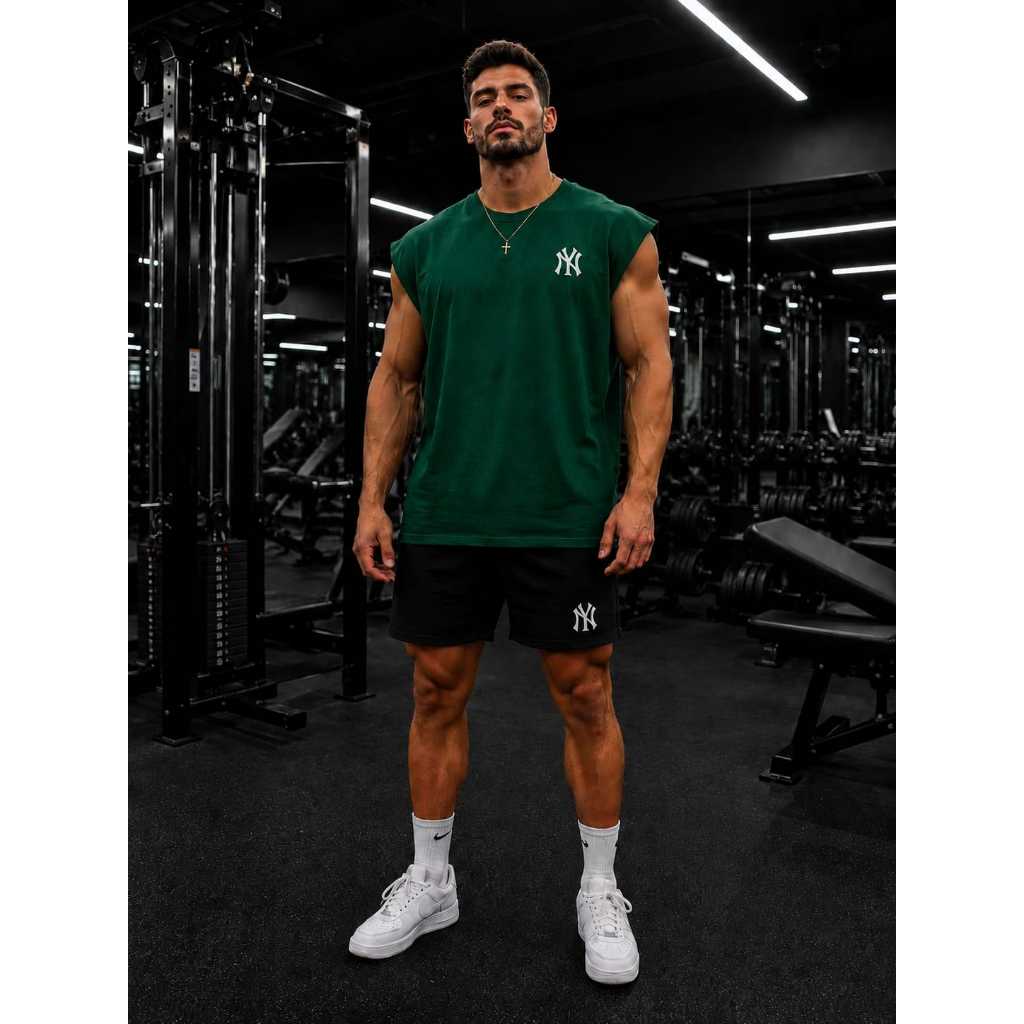 Kit Conjunto Masculino NY Premium Camiseta Oversized + Bermuda Tactel Streetwear Verão Casual