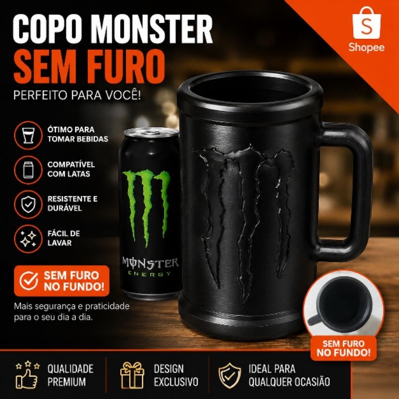 Copo Monster Porta Lata COM FUNDO SEM BURACO