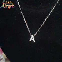 Colar com letra 3D\prata\aço inoxidável