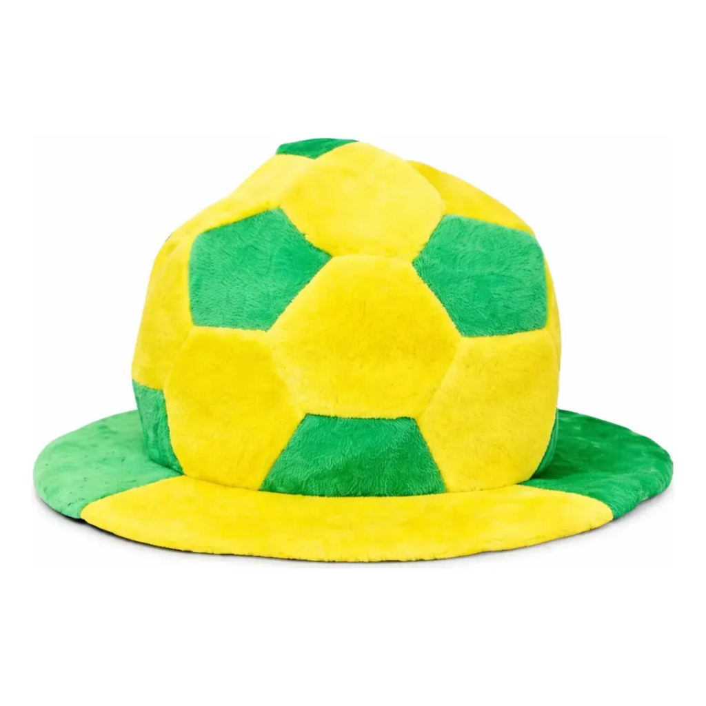 Chapéu Torcedor Brasil Bola De Futebol Seleção Brasileira Copa Do Mundo Verde Amarelo Fantasia Festa Evento Esportivo