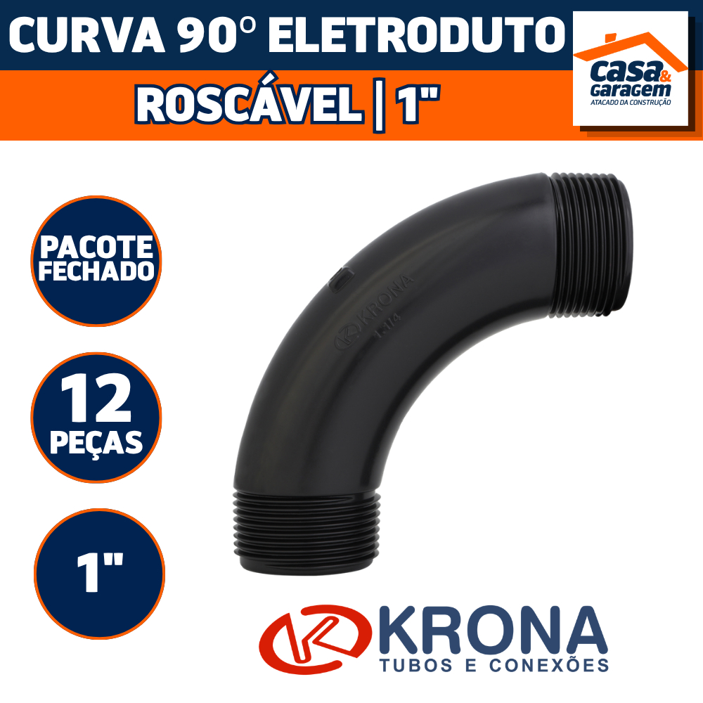 Kit Com 12 Curva 90° Eletroduto Roscavel 1" 32mm Krona