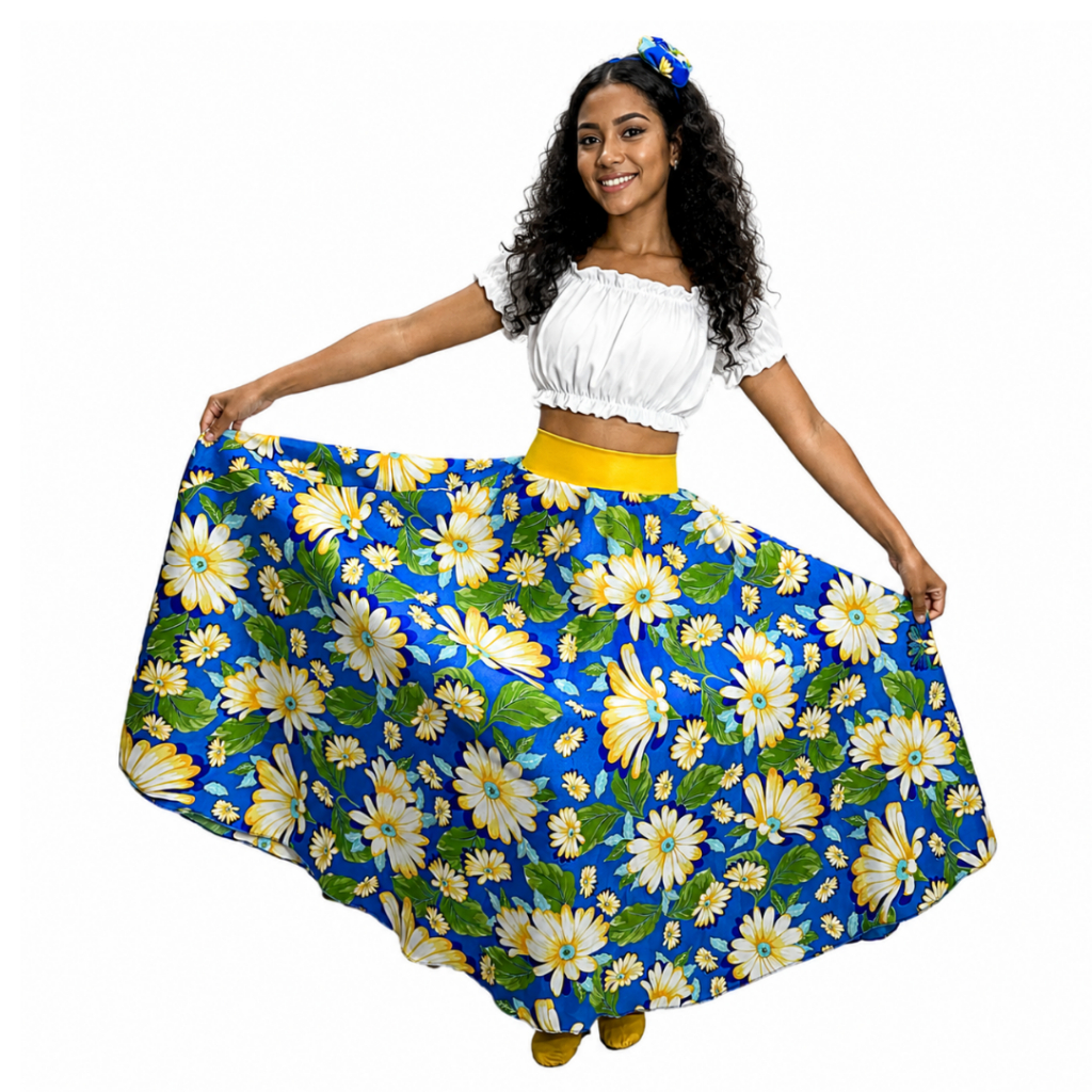 Roupa Carimbó Adulto Saia Longa Primavera Conjunto Mandacaru São João Festa Caipira Florida