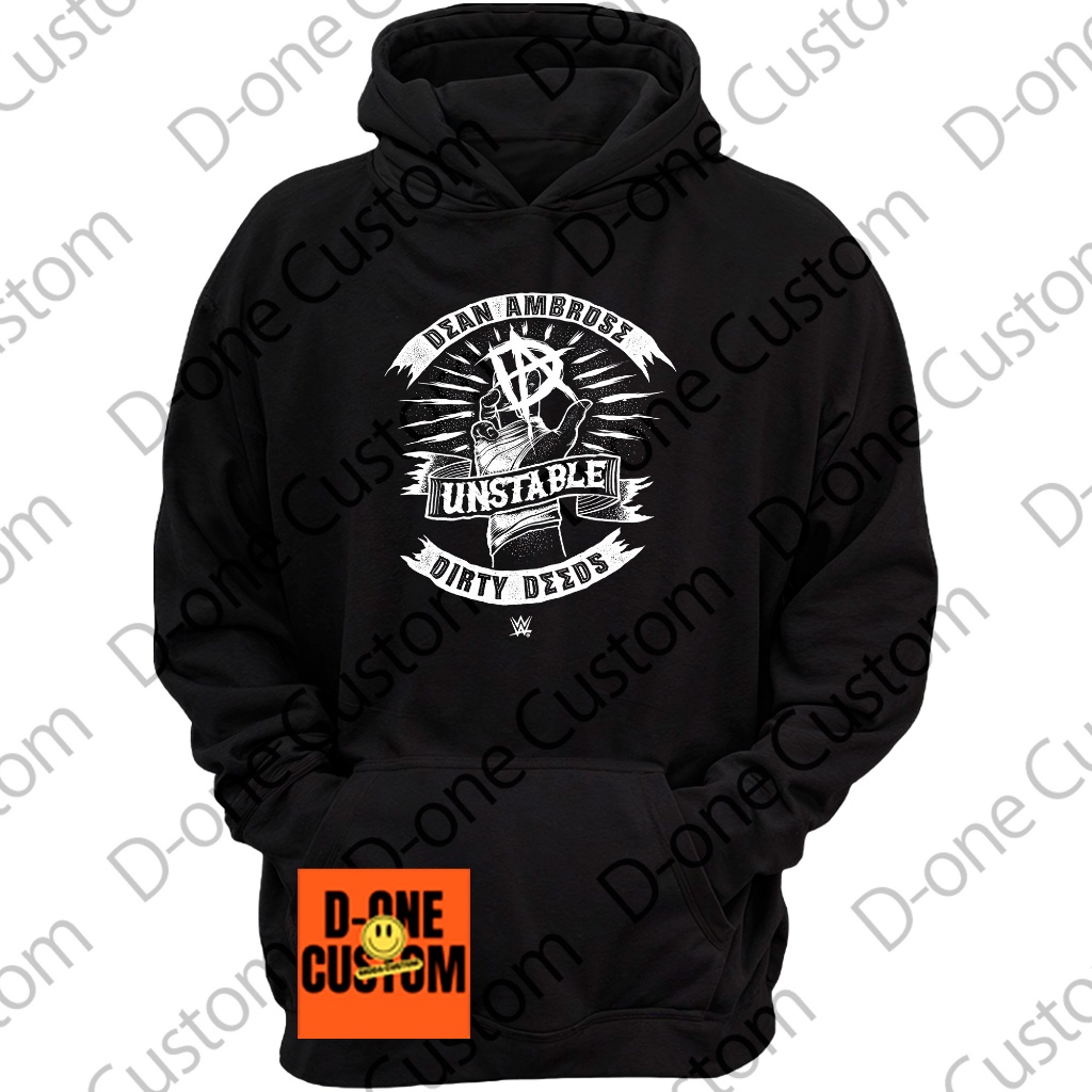 Moletom Blusa De Frio Lutador Dean Ambrose Unstable Frente Dirty Deeds Logo Estampado