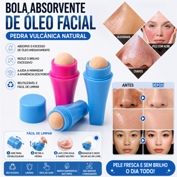 2 Peça Bola De Pedra Vulcânica Óleo Facial Para Remoção