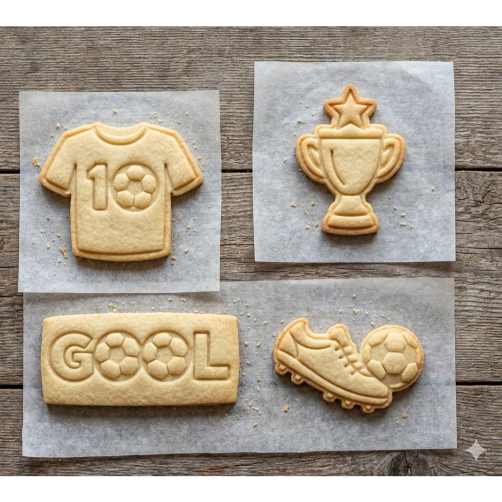 Kit 4 Cortadores De Biscoito Futebol Copa Camisa Troféu Bola