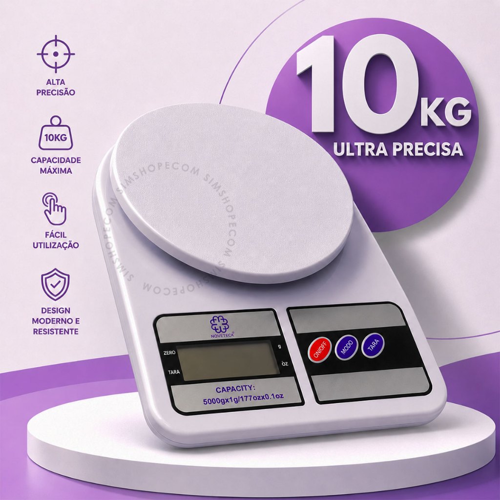 Balança Digital Cozinha 10Kg Cozinha Dieta Alimentos Precisão Digital Nutrição Confeitaria