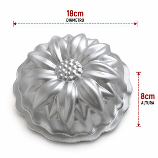 Forma de Bolo Girassol 18x8cm Alumínio Alta Qualidade Assadeira Decorada Profissional