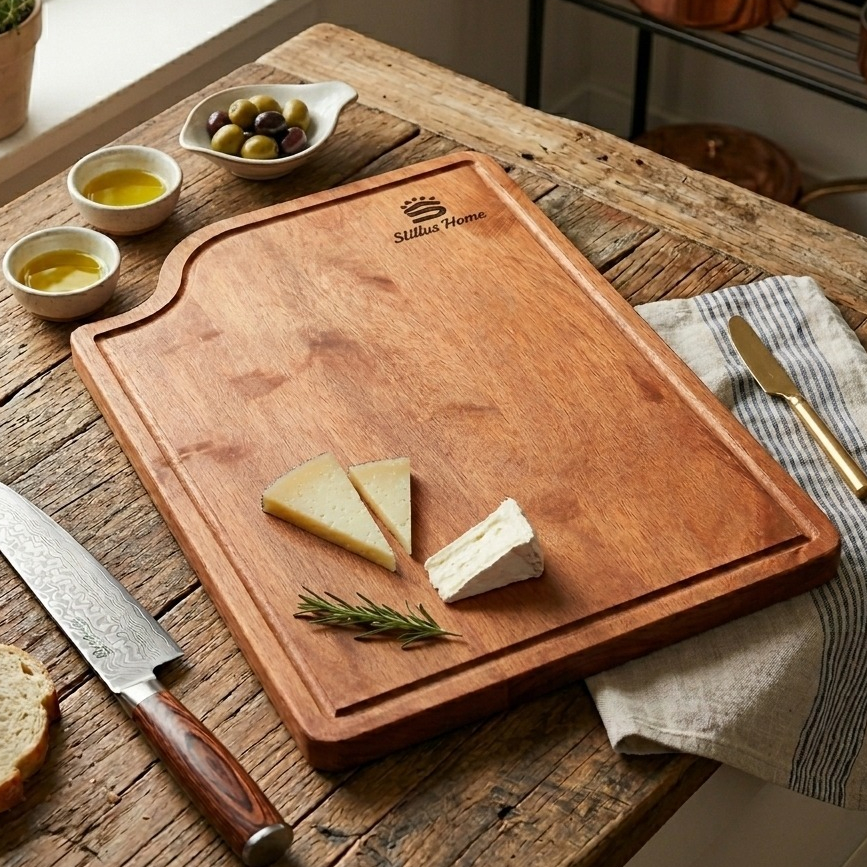 Tábua De Corte Madeira Teca 37x27cm Para Cuba Gourmet Stillus Home