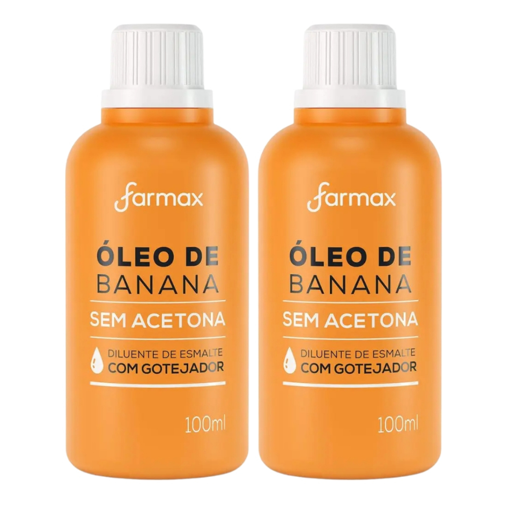 Kit 2 Óleo de Banana Farmax 100ml – Diluente de Esmaltes e Auxiliar na Remoção de Cutículas