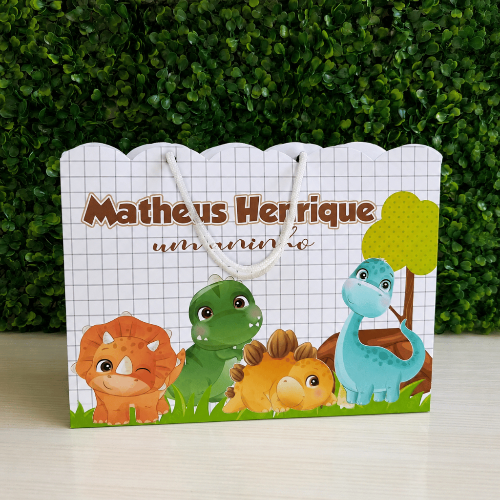 Sacolinha DINOSSAURO - FAZENDINHA Personalizado | Sacolinha | Lembrancinha | Mimos | Aniversário PEGUE E MONTE