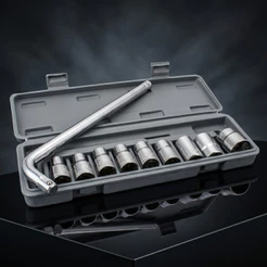KIT10 Ferramentas c/10 Peças Chave L Soquete De Boca com Estojo
