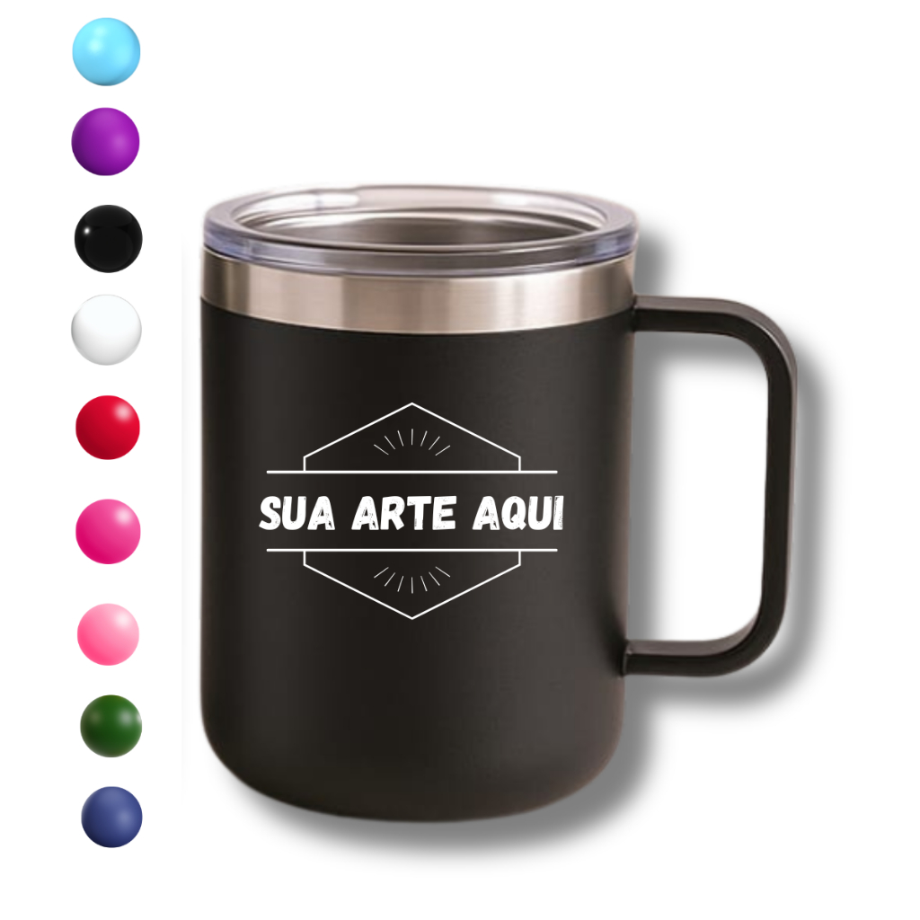 Caneca térmica personalizada com tampa 350ml aço inox  dupla camada gravação a laser imagens nomes logo