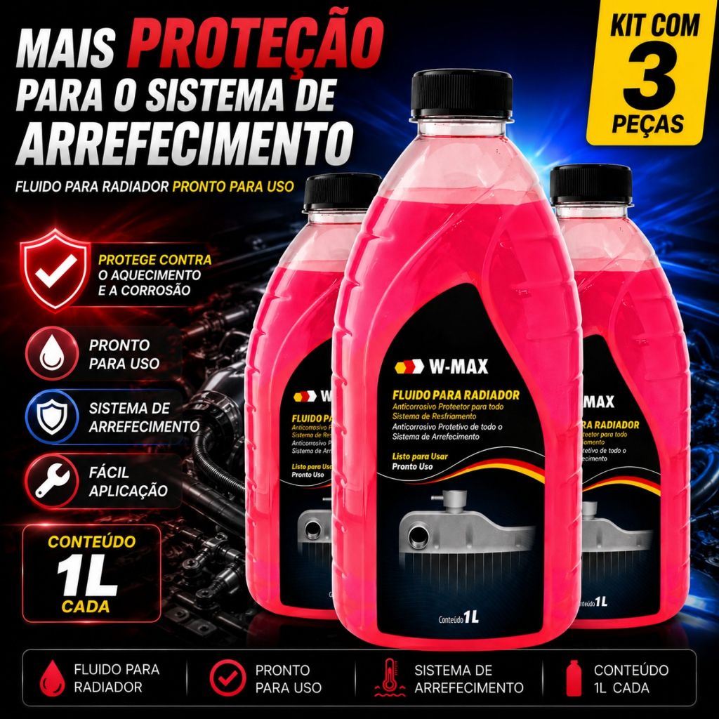 Fluido para Radiador Aditivo e Proteção W Max 1 Litro Wurth Carros Anticorrosão Arrefecimento