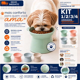 Comedouro Elevado Pet Para Gatos E Cães 1/2/3/4  Pequenos Tigela Moderna Colorida Fácil L…