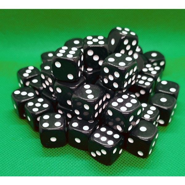 Conjunto com 20 Dados Kit para Jogos de Tabuleiro Cartas RPG 16mm Preto Tradicional Mesa 6 Lados