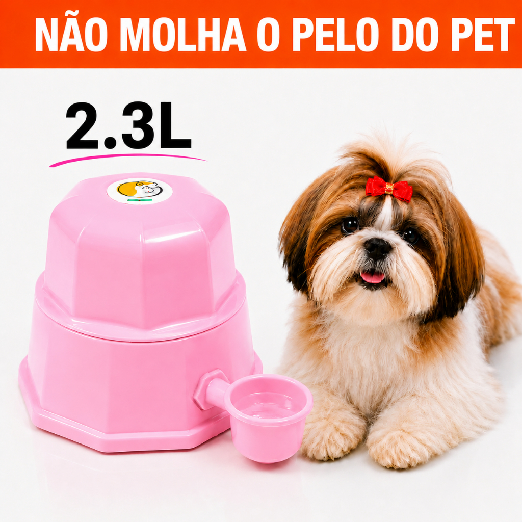 Bebedouro Automático Pet 2,3L para Gatos e Cachorros de Pelo Longo Não Molha os Pelos