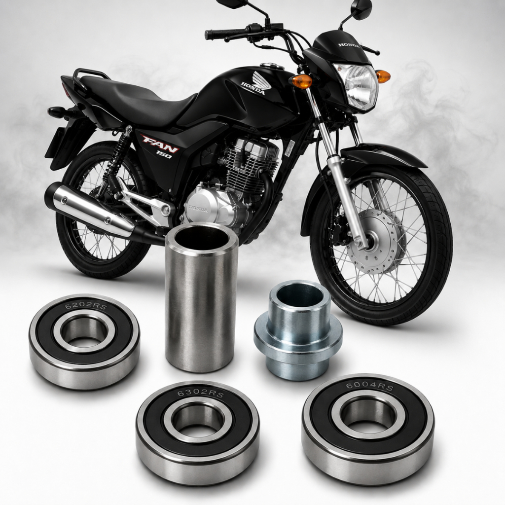 Kit Rolamento + Bucha + Retentor Roda Traseira CG Fan Titan Start150 160 Todos Anos