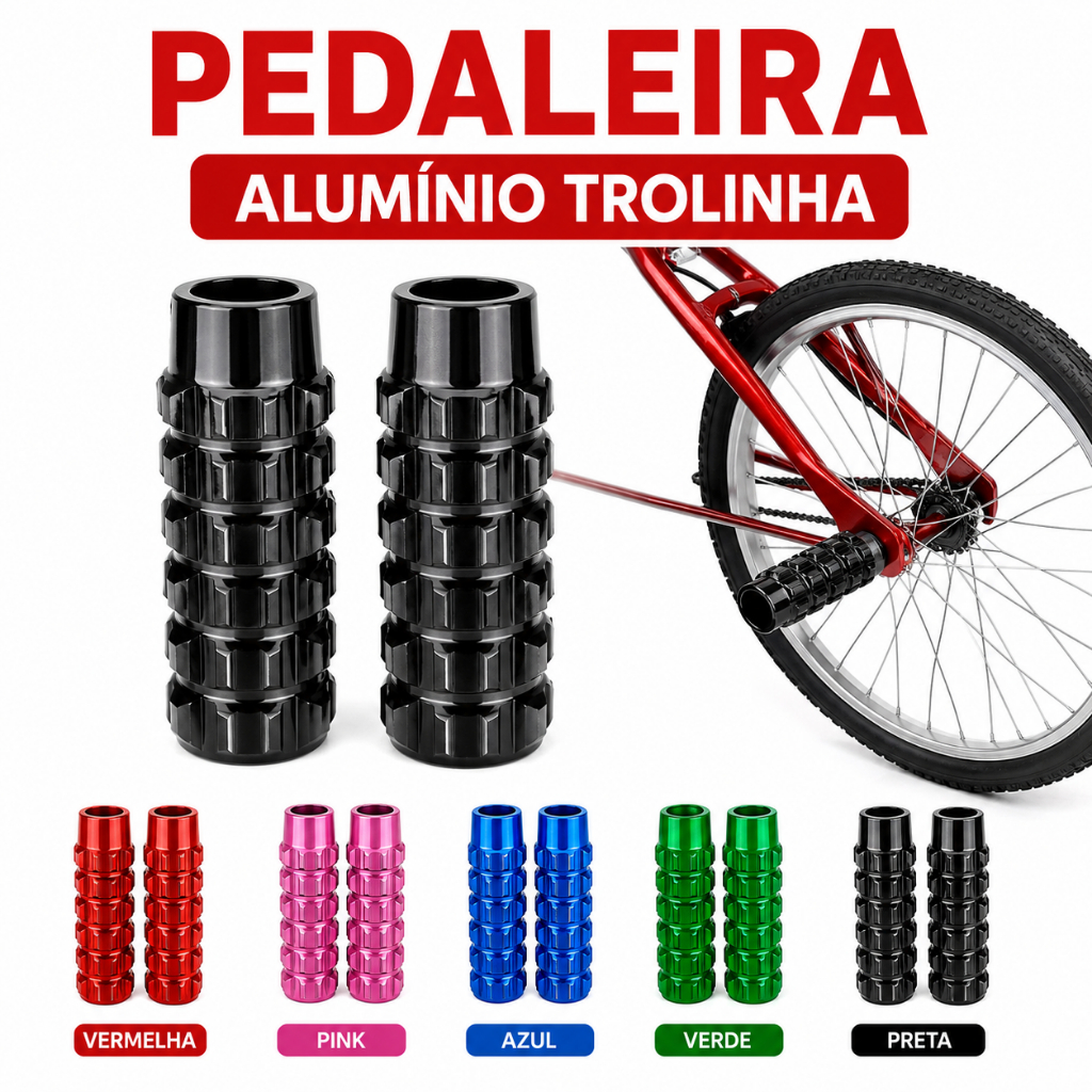 Pedaleira de Bicicleta Par De Apoio Pezinho Trolhinha Alumínio Bicicleta