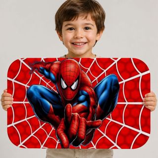 Tapete SpiderMan Quarto Infantil 60x40 Antiderrapante Aveludado Macio Lavável Estampa Exclusiva Top.