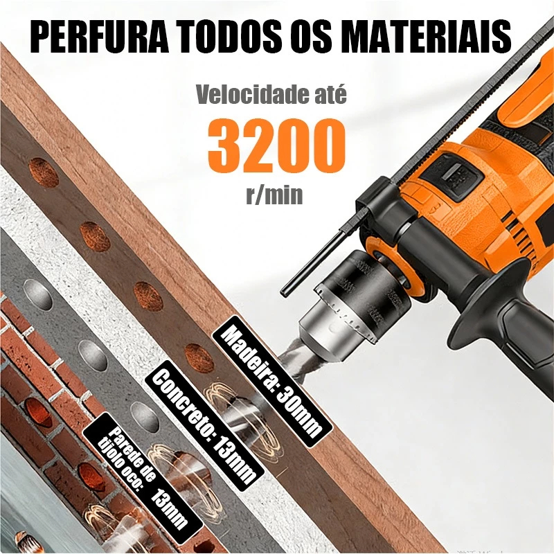 Furadeira Parafusadeira de Impacto 900W com Mandril 13mm — foto 2