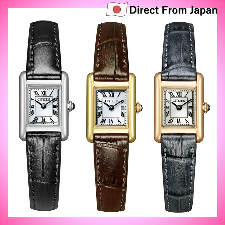 [Citizen] CITIZEN Kii: Relógio Solar Eco-Drive Feminino EG2797-13A com Pulseira Clássica de Couro Quadrada