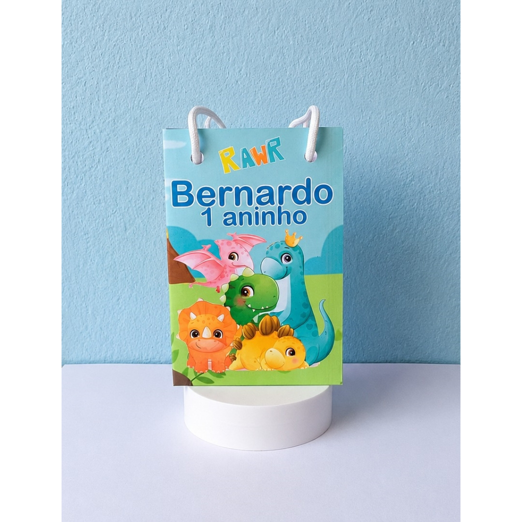 Sacolinha Dino Baby - Sacolinha PEQUENA Dinossauro Baby - Lembrancinha Festa Dyno bolsinha personalizada