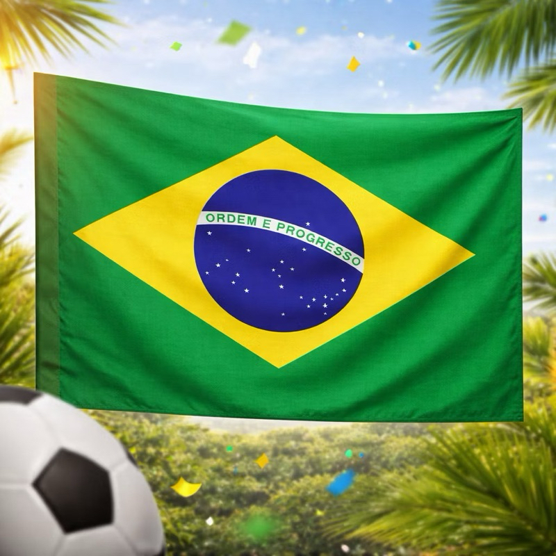 Bandeira Do Brasil | 63x95cm | Torcedor, Cenário, Copa Do Mundo, Seleção Brasileira, Torcida, Torcedor, Jogos, Futebol