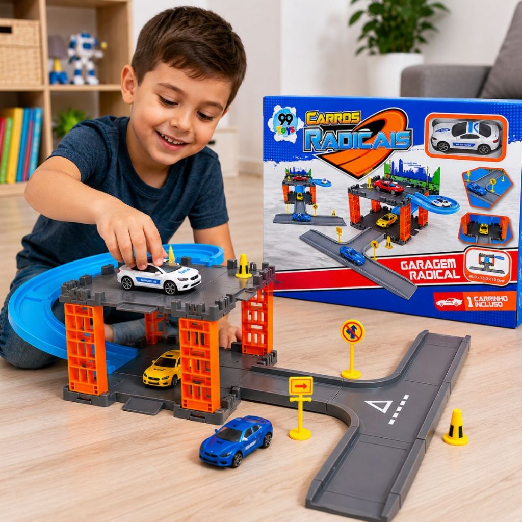 Pista Carrinhos Garagem Compatível com Hotwheels Estacionamento Infantil Com Carrinho Brinquedo Educativo