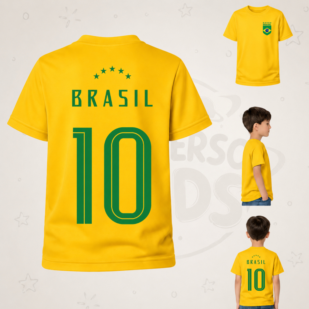 Camiseta Infantil Brasil Copa Do Mundo 2026 Unissex