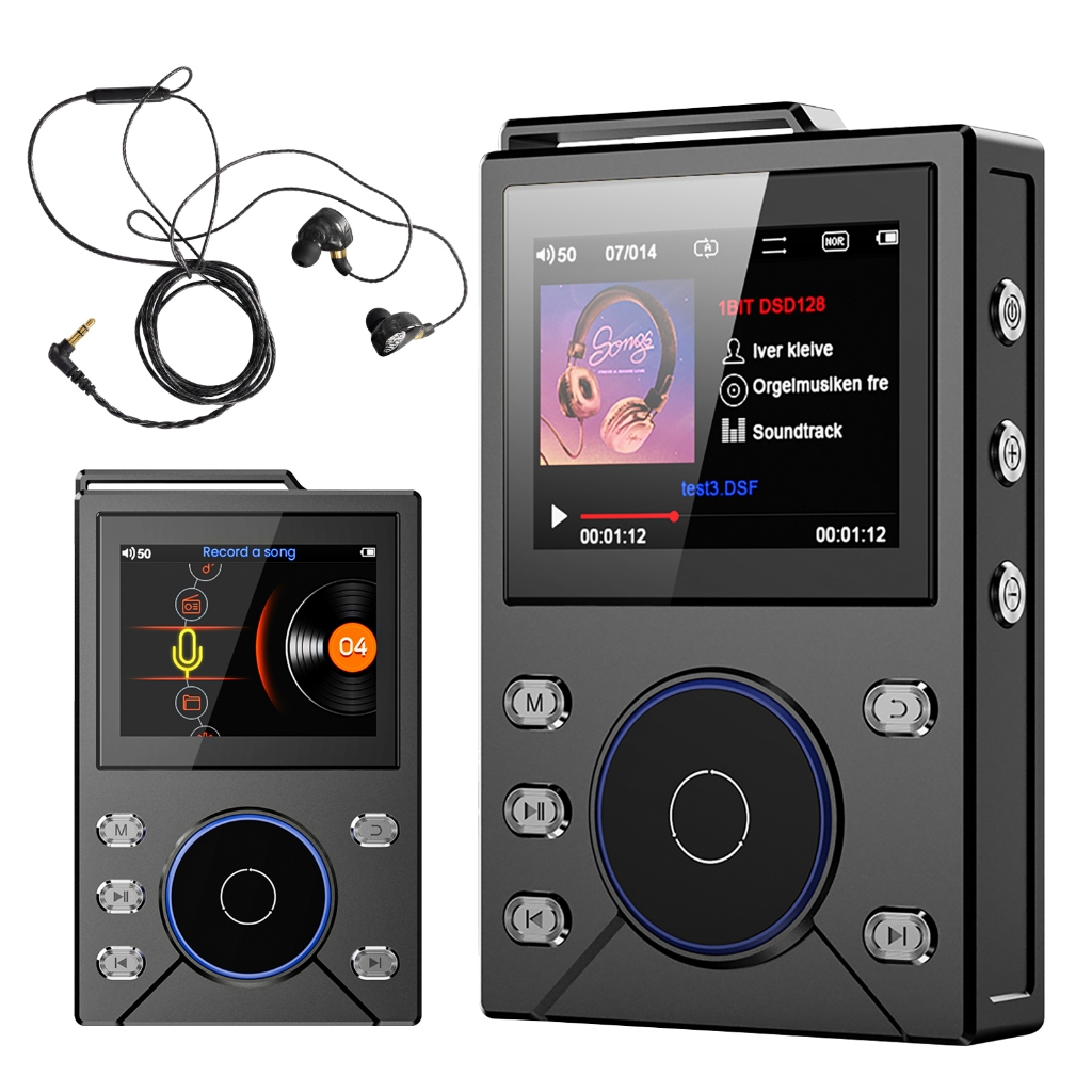Reprodutor Áudio Hi-Fi Lossless DSD128 MP3 Bluetooth 5.4 Portátil com Fone In-ear