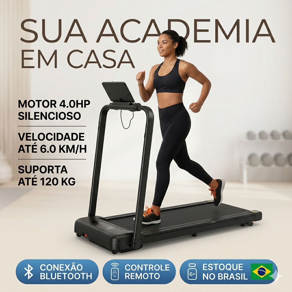 Esteira Eletrica Residencial Dobravel Caminhada Corrida 4.0HP Silenciosa 120kg Academia Em Casa Fitness Emagrecedor