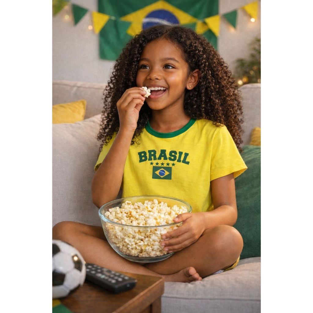 Camiseta do Brasil Infantil Menina Copa Do Mundo Blusa Torcedora 04 ao 14 Blusa Brasil