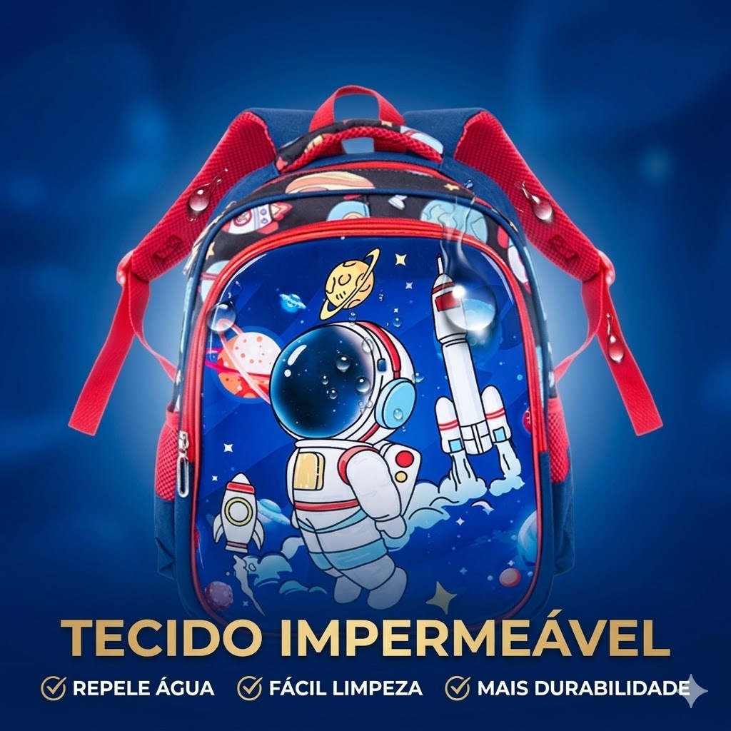 Detalhes do Mochila Infantil Menino Astronauta Escolar Creche Impermeável Oxford Resistente 32cm