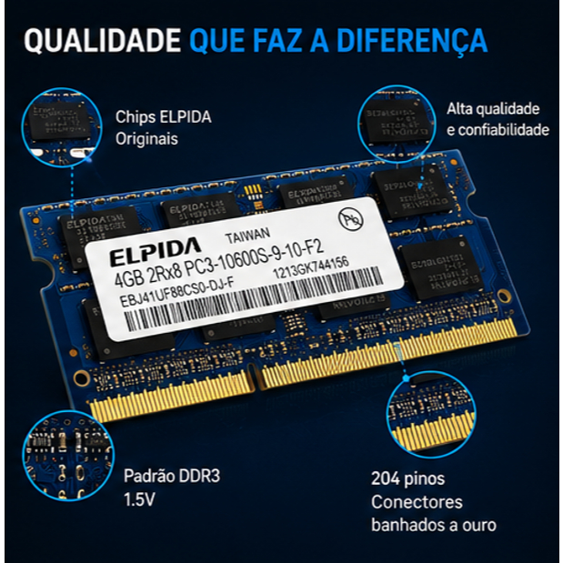 Memoria Elpida 4gb Ddr3 Pc3-10600s Ebj41uf8bcs0-dj-f Note
