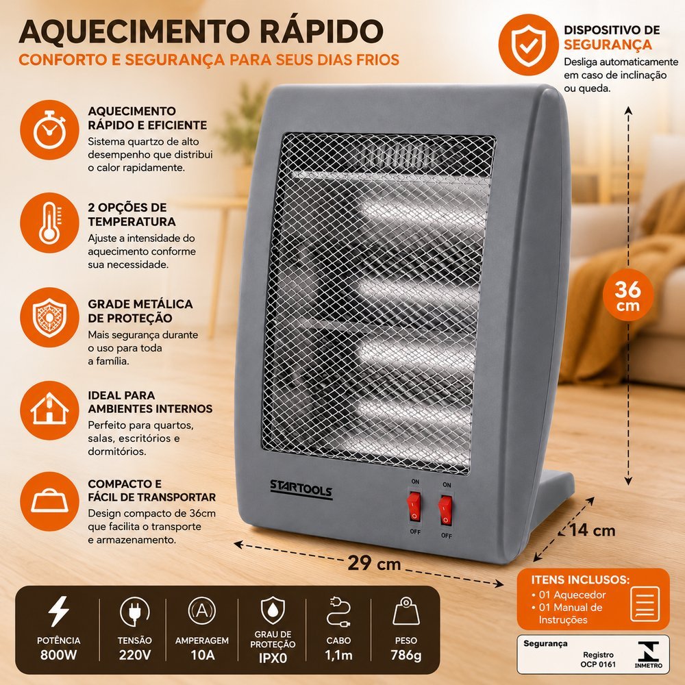 Aquecedor de ambiente portátil Várias opções /Luminária Led 3 cores (Combo Conforto e Bem Estar)
