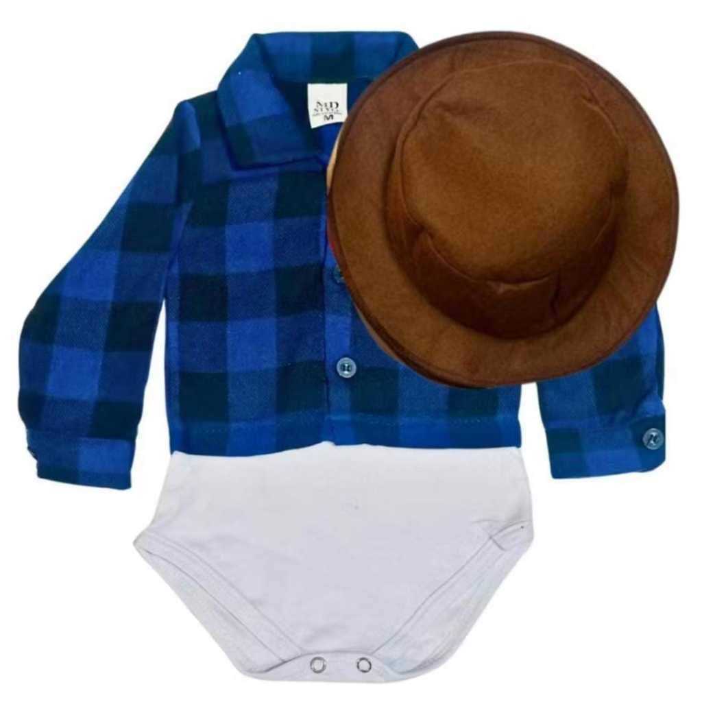 Body Bebê Festa Junina Menino Xadrez Caipira Mesversário Junino Fantasia Infantil Look Arraiá São João