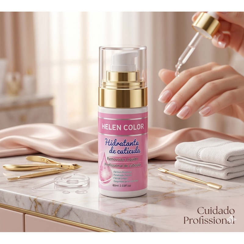 Hidratante e Removedor de Cutícula Helen Color 60ml Profissional | Amolece Sem Ressecar | Segredo Nails