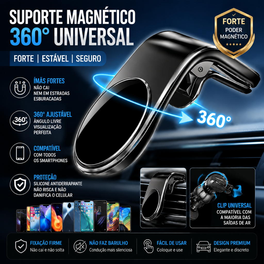 【Brasil Spot Sale】Suporte Veicular Magnético 360° Rotativo Universal para Carro Imã Forte OR-SP01