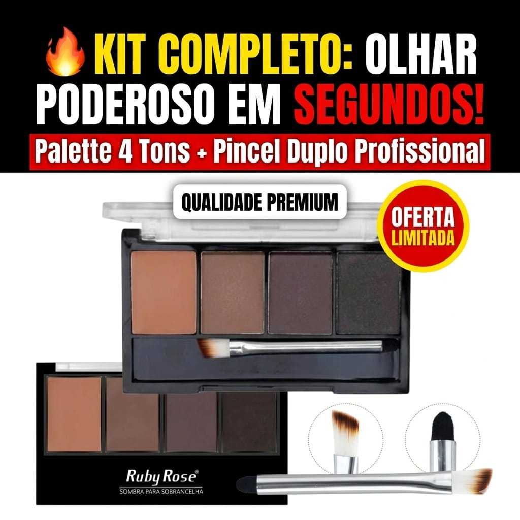 Paleta De Sobrancelhas Ruby Rose Alta Fixação Com Espelho e Pincel Duplo Preenchimento Natural