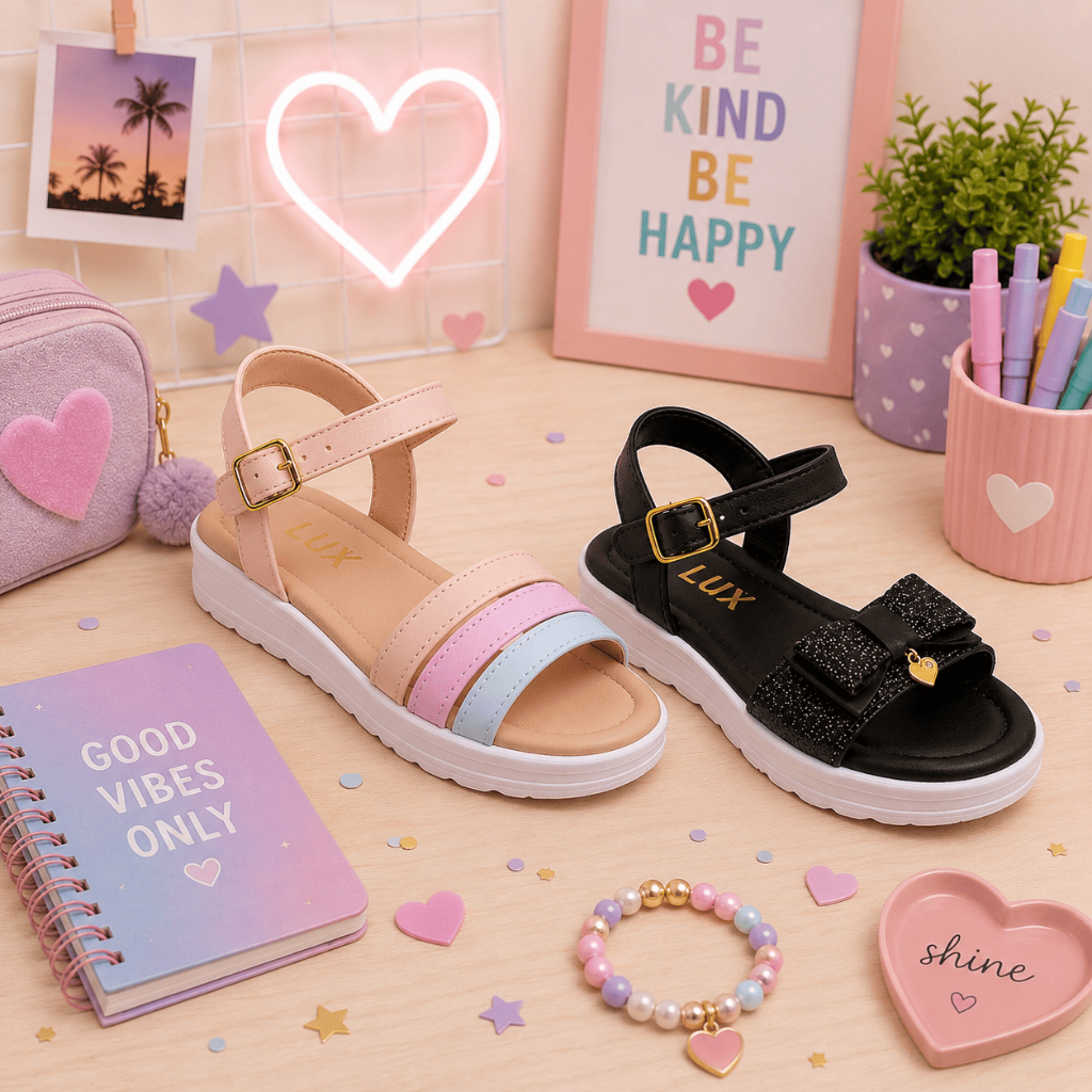 Kit 2 Pares Sandália Rasteira Infantil Menina Feminina 20 ao 36 com Glitter Coloridas Percata Confortável Ultaleve