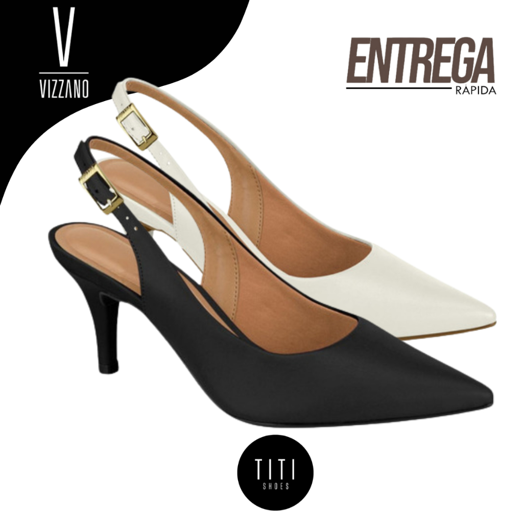 Scarpin Slingback Feminino Vizzano Salto Fino Baixo Elegante Confortável