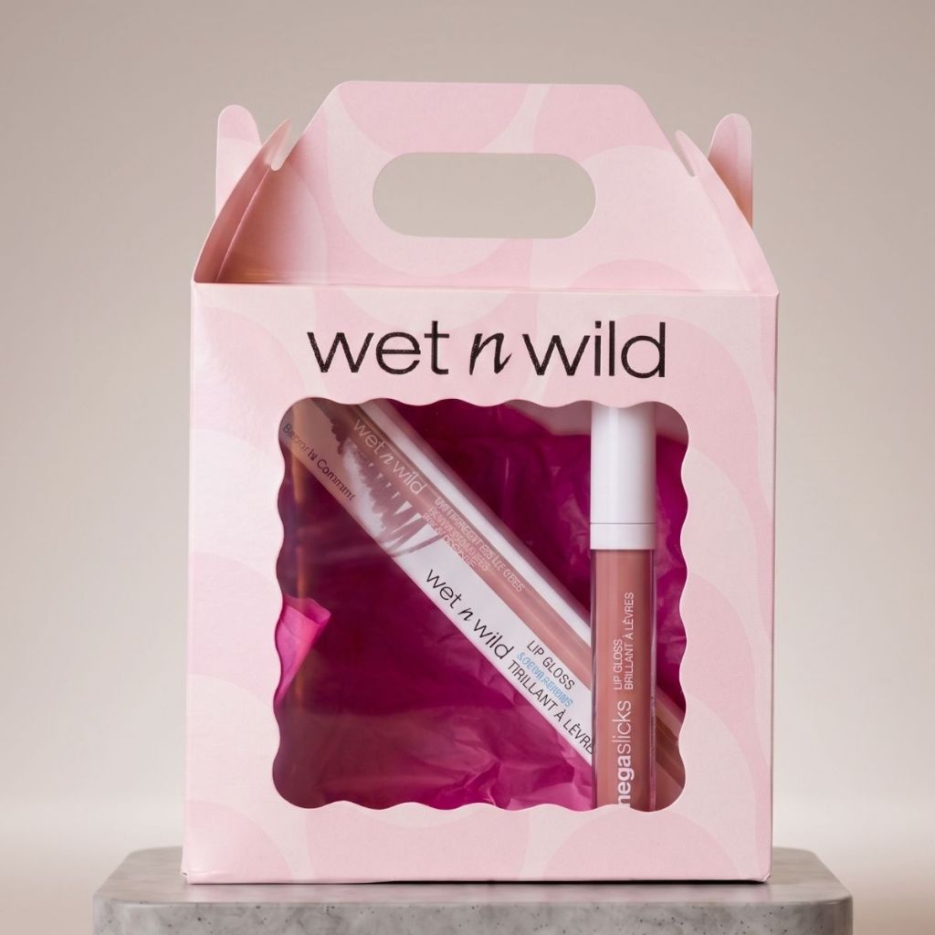 Kit Gloss Labial Hidratante Brilho Intenso e Duradouro + Lápis Delineador Labial Wet n Wild