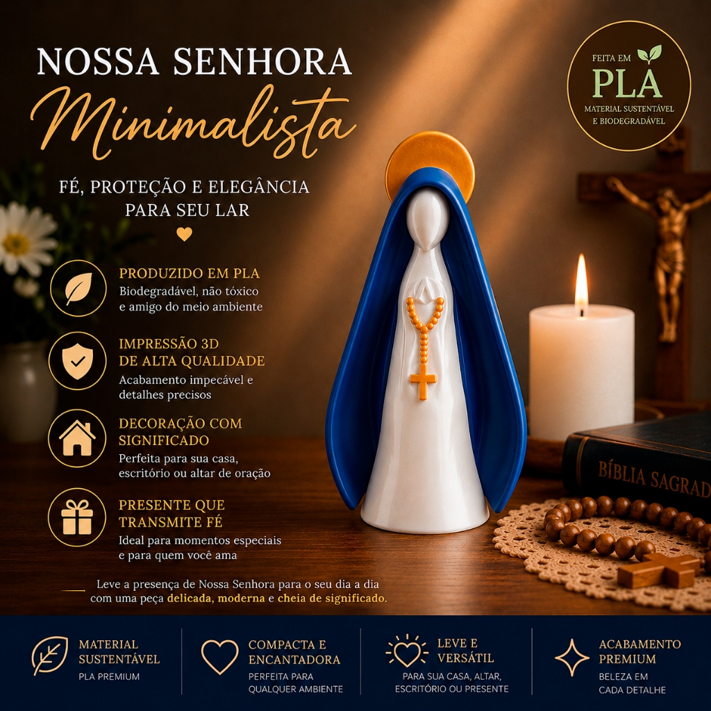 Kit Decoração Religiosa ORE e Confie + Nossa Senhora | Presente Católico | Impressão 3D