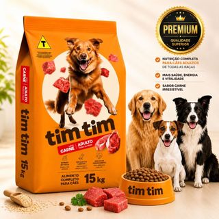 Ração para Cães Adultos 15kg Carne Alta Qualidade Nutrição Completa Econômica Todas Raças Tim Tim