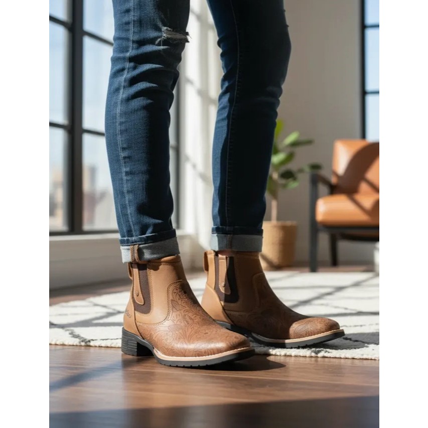 Botina Feminina Zebu Texana Mustang Sela Ideal Para Uso Diário Bota Com Couro Bovino Cano Curto